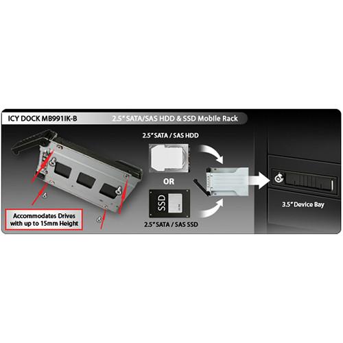 Icy Dock ToughArmor 2.5" SATA SAS HDD & SSD Mobile Rack for 3.5" Drive Bay