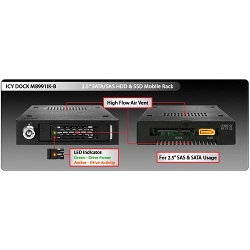 Icy Dock ToughArmor 2.5" SATA SAS HDD & SSD Mobile Rack for 3.5" Drive Bay