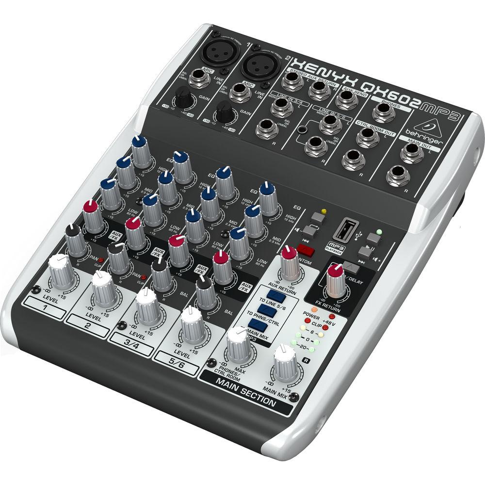 Behringer Xenyx QX602MP3 6-Input 2-Bus Analog Mixer with MP3 Player and Effects