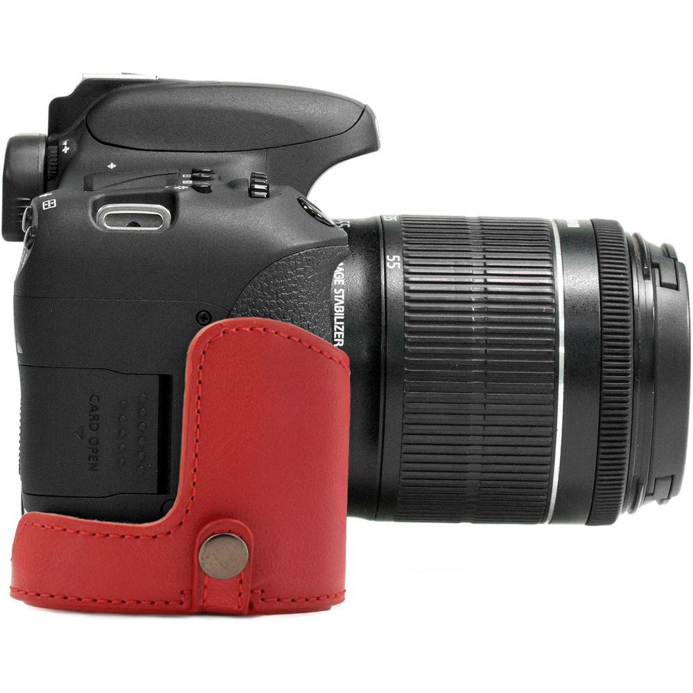 MegaGear Ever Ready PU Leather Case and Strap for Canon EOS T6s, 8000D & 18-55mm Lens