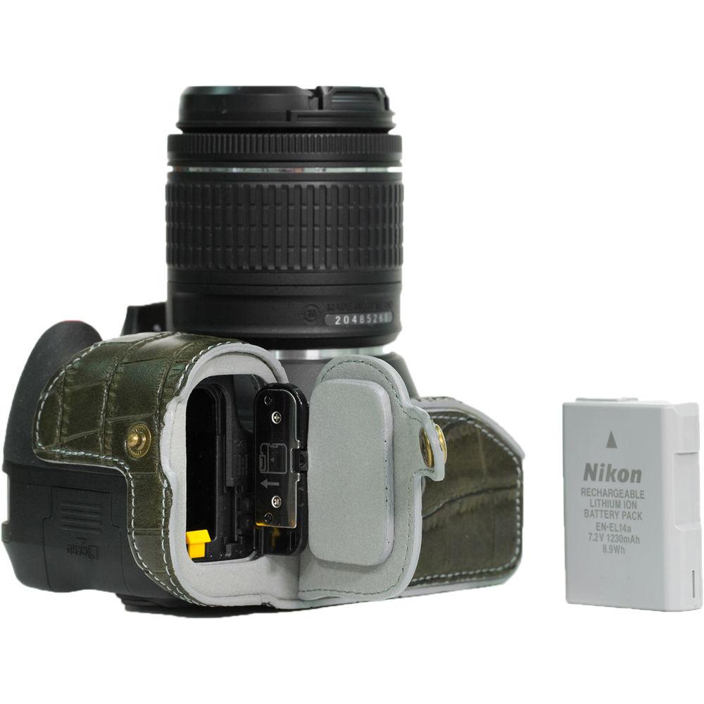 MegaGear Ever Ready PU Leather Half Case with Shoulder Strap for Nikon D3100-3400