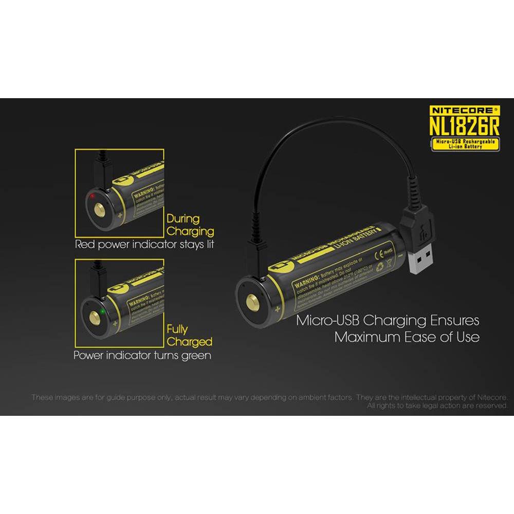 Nitecore 18650 Rechargeable Li-Ion Battery with Micro-USB