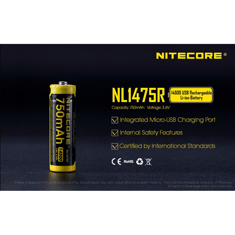 Nitecore NL1475R 14500 USB Rechargeable Li-Ion Battery