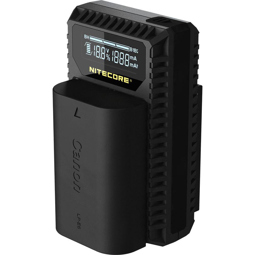 Nitecore UCN1 Dual-Slot USB Travel Charger for Canon LP-E6, LP-E6N, and LP-E8 Lithium-Ion Batteries