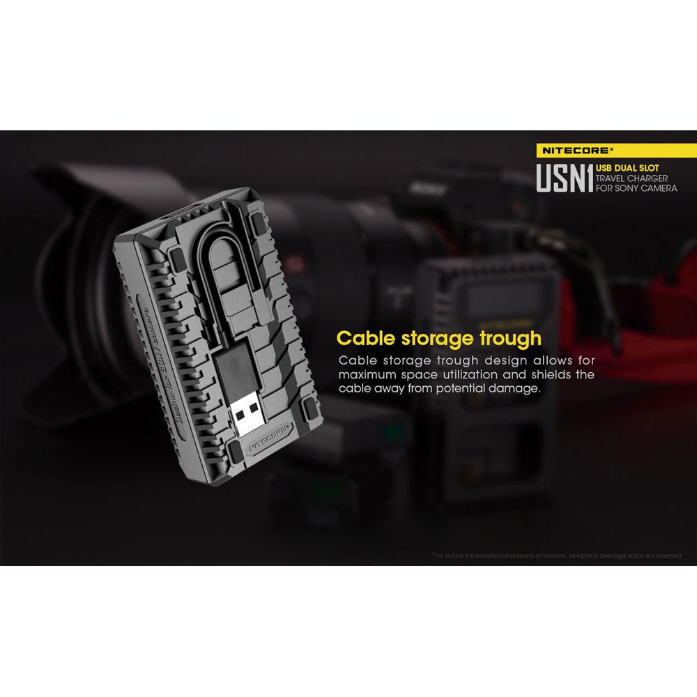 Nitecore USN1 Dual-Slot USB Travel Charger for Sony NP-FW50 Lithium-Ion Batteries