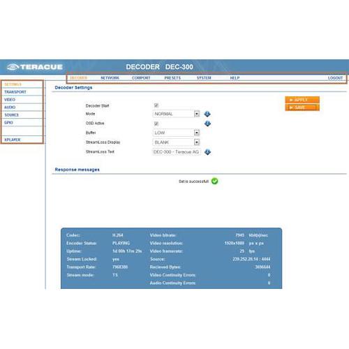 Teracue DEC-300 H.264 MPEG-2 HD SD Portable Decoder with Embedded Audio