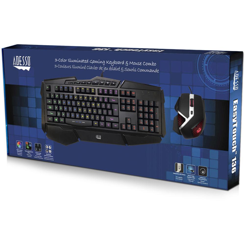 Adesso EasyTouch 136CB Illuminated Keyboard and Mouse, Adesso, EasyTouch, 136CB, Illuminated, Keyboard, Mouse