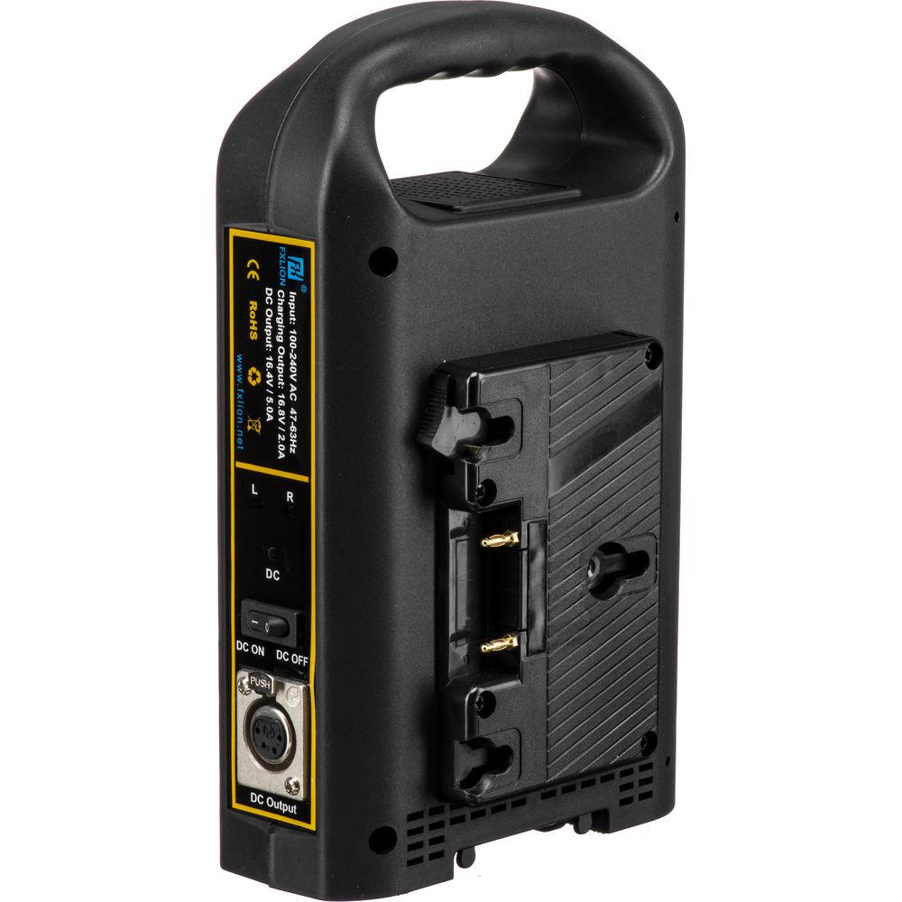 Fxlion Dual-Channel Gold-Mount Li-Ion Battery Charger with DC Output for HD Video Camera