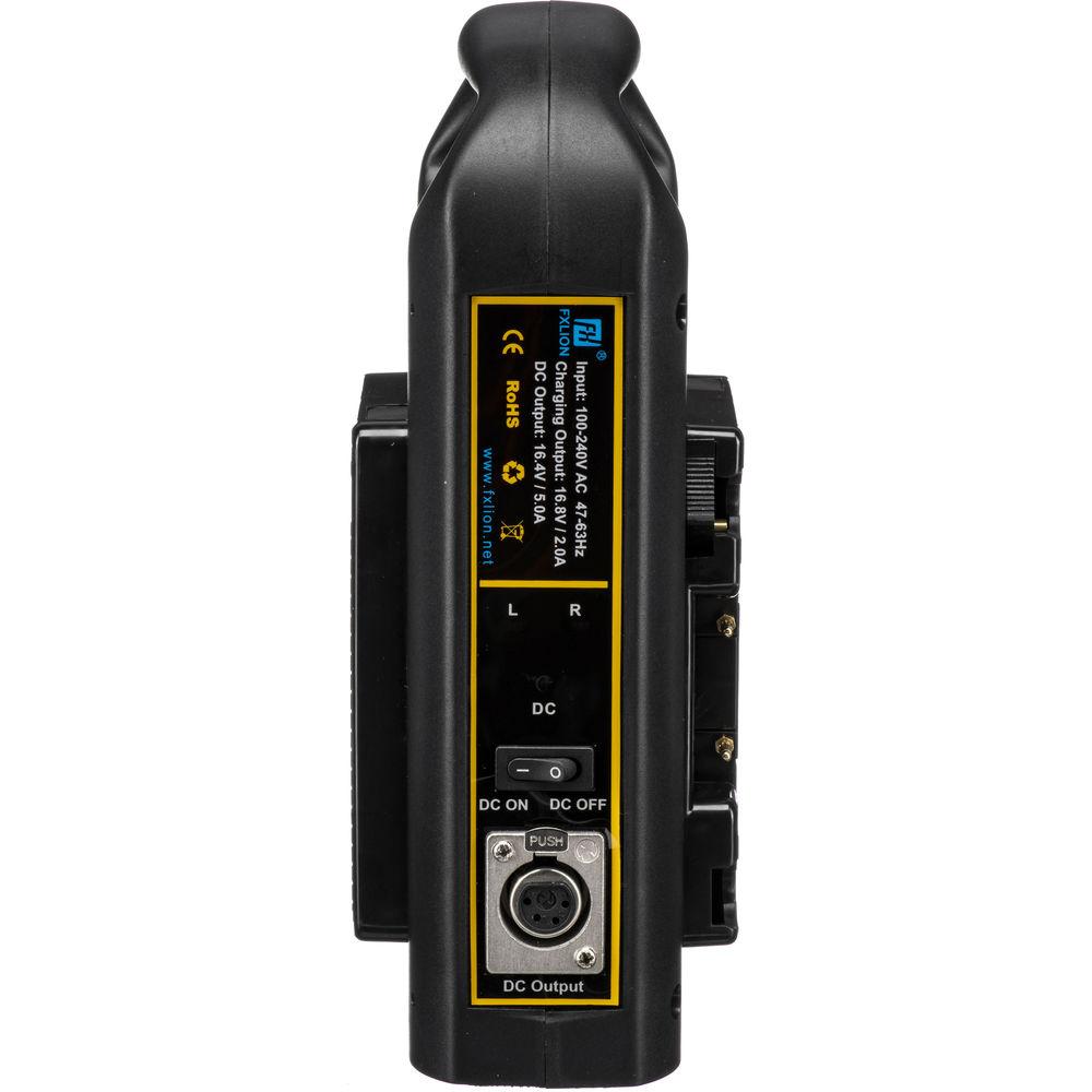 Fxlion Dual-Channel Gold-Mount Li-Ion Battery Charger with DC Output for HD Video Camera