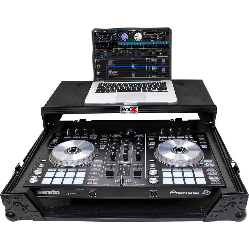 ProX Flight Case for Pioneer DDJ-SR2 Controller with Laptop Shelf and LED Kit