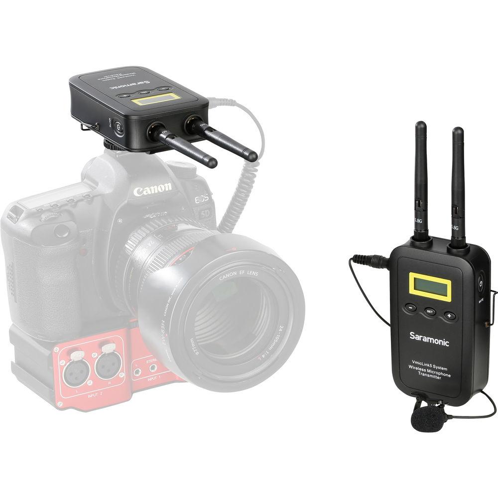 Saramonic VmicLink5 RX TX Camera-Mount Digital Wireless Microphone System with Bodypack Transmitter and Lavalier Mic