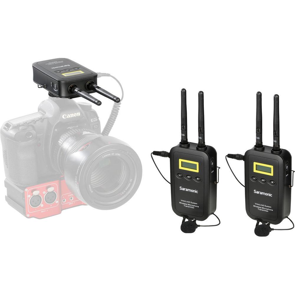 Saramonic VmicLink5 RX TX TX Camera-Mount Digital Wireless Microphone System with Two Transmitters and Lavalier Mics