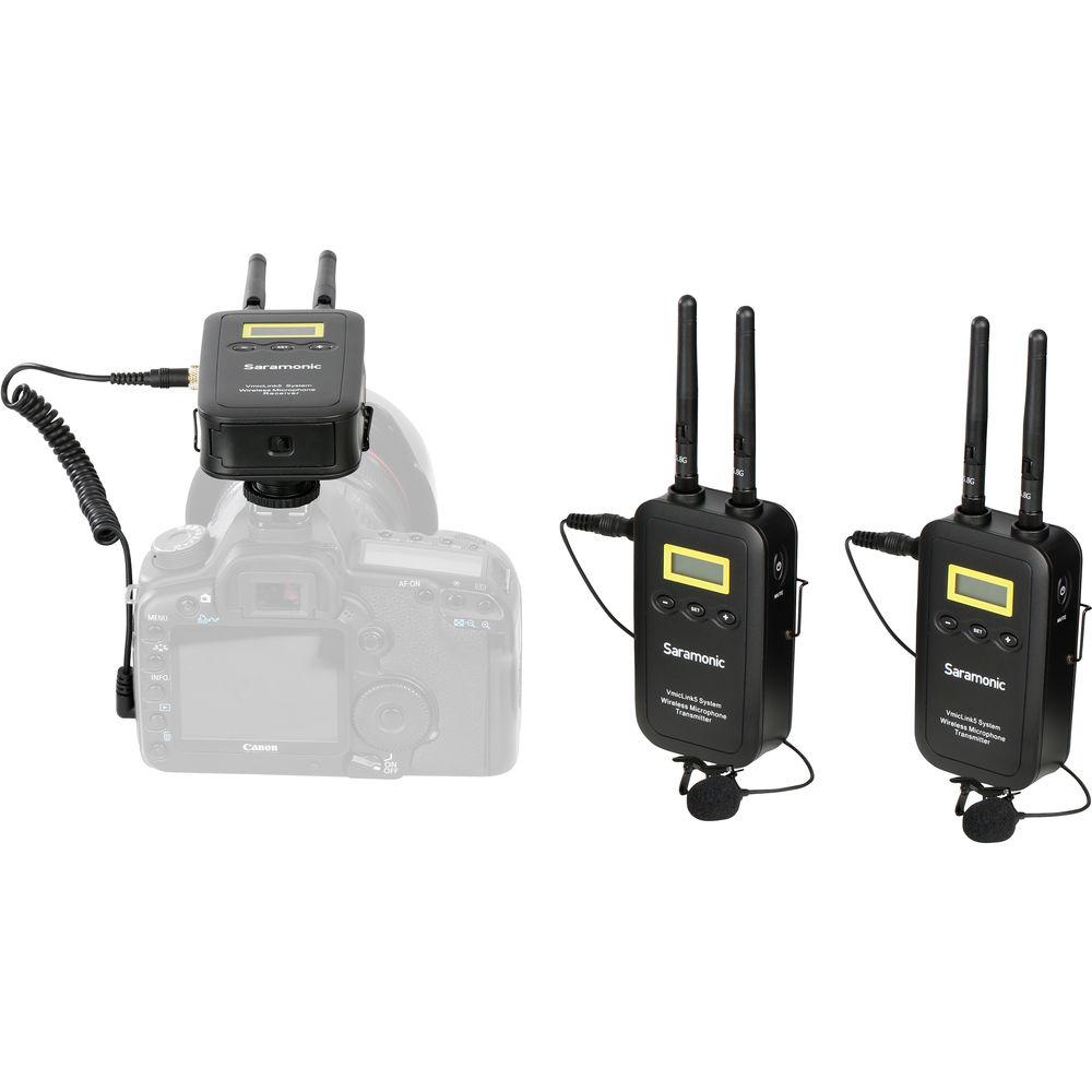 Saramonic VmicLink5 RX TX TX Camera-Mount Digital Wireless Microphone System with Two Transmitters and Lavalier Mics