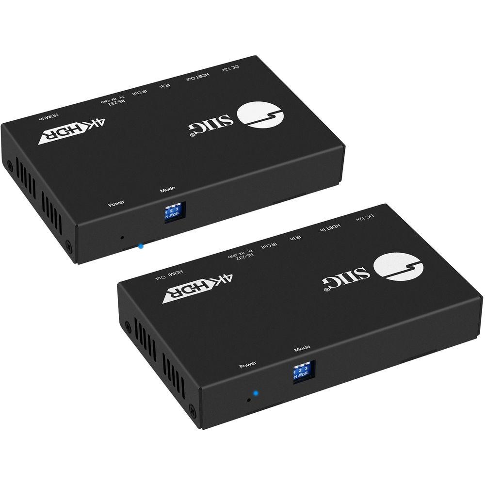 SIIG 4K HDR HDMI 2.0 HDBaseT Extender Over Single Cat5e 6 with RS-232 and IR
