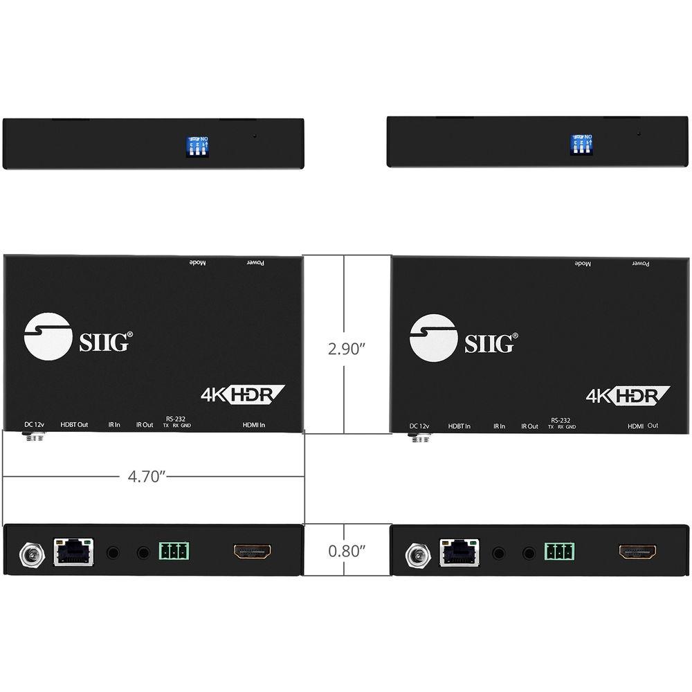 SIIG 4K HDR HDMI 2.0 HDBaseT Extender Over Single Cat5e 6 with RS-232 and IR