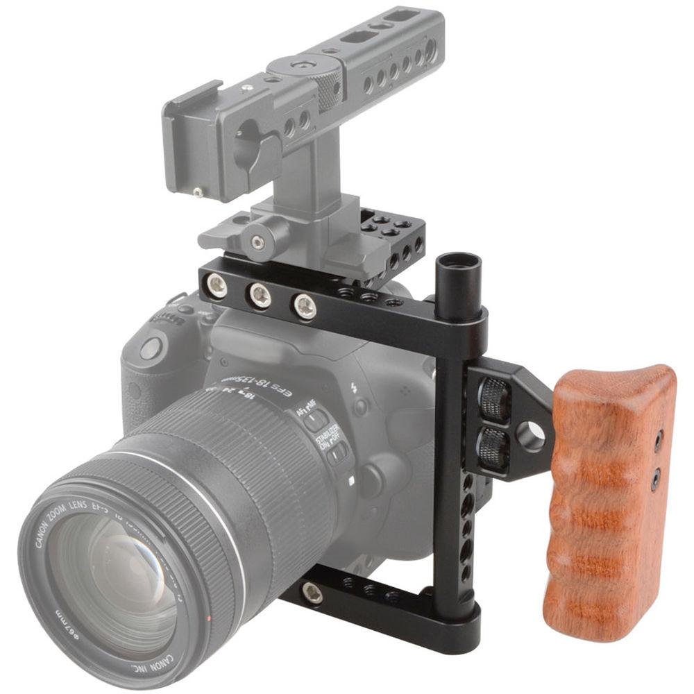 CAMVATE Camera Cage with Wood Handle for Select DSLRs