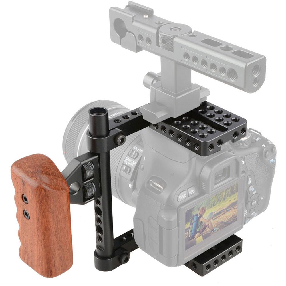 CAMVATE Camera Cage with Wood Handle for Select DSLRs