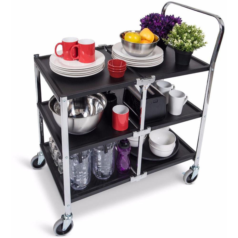Luxor Three-Shelf Collapsible Metal Utility Cart