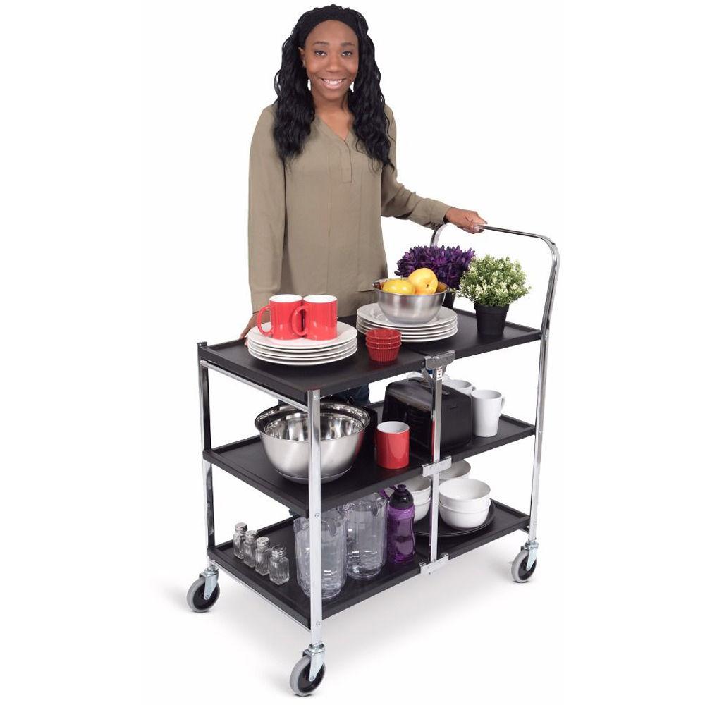 Luxor Three-Shelf Collapsible Metal Utility Cart
