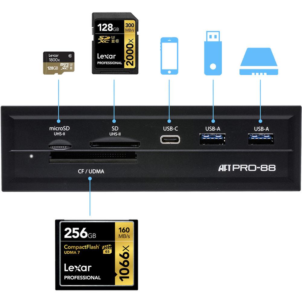 Atech Flash Technology PRO-88 USB 3.1 Gen 1 Professional 5.25" Media Card Reader Hub