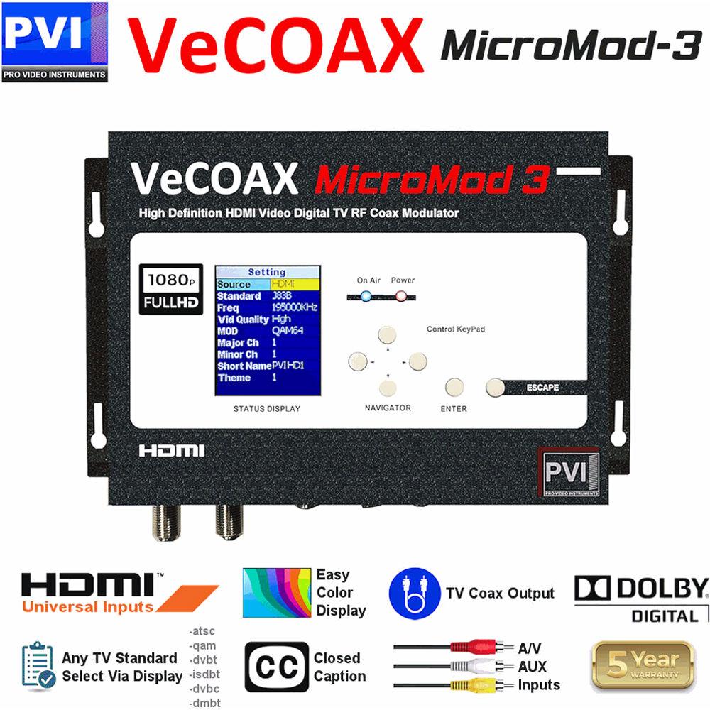 ProVideoInstruments VeCOAX MicroMod-3 HDMI-A V-CC to RF Modulator