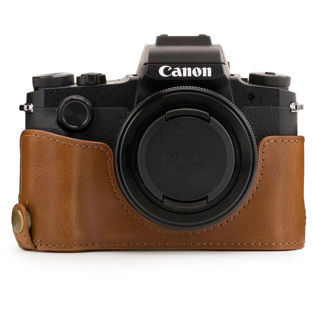 MegaGear Ever Ready Leather Camera Half Case and Strap for Canon PowerShot G1X Mark III