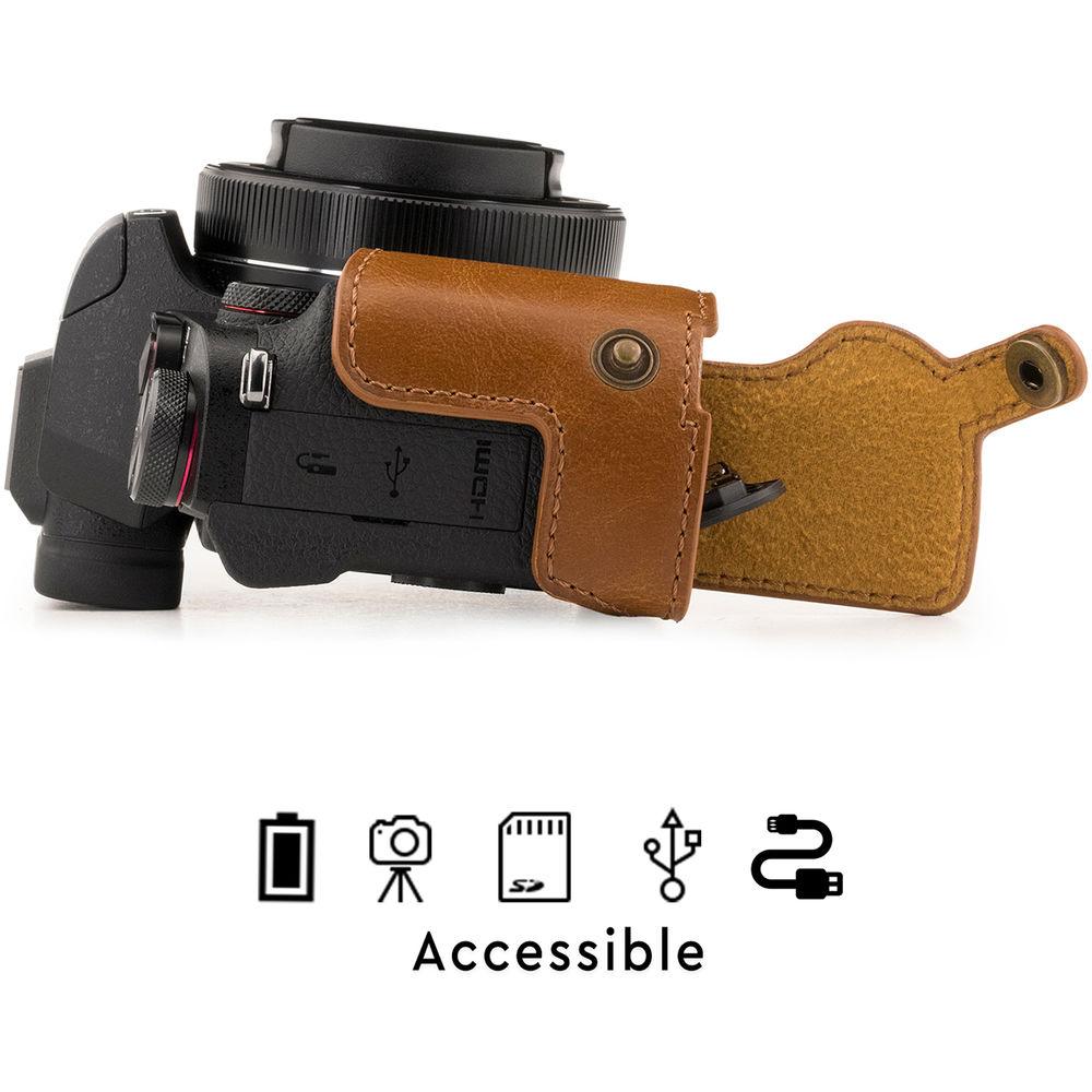 MegaGear Ever Ready Leather Camera Half Case and Strap for Canon PowerShot G1X Mark III