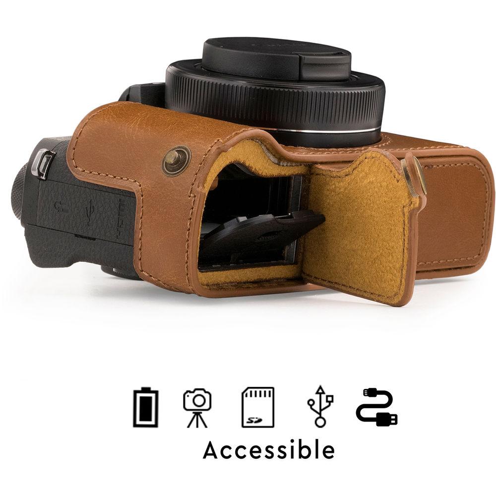 MegaGear Ever Ready Leather Camera Half Case and Strap for Canon PowerShot G1X Mark III