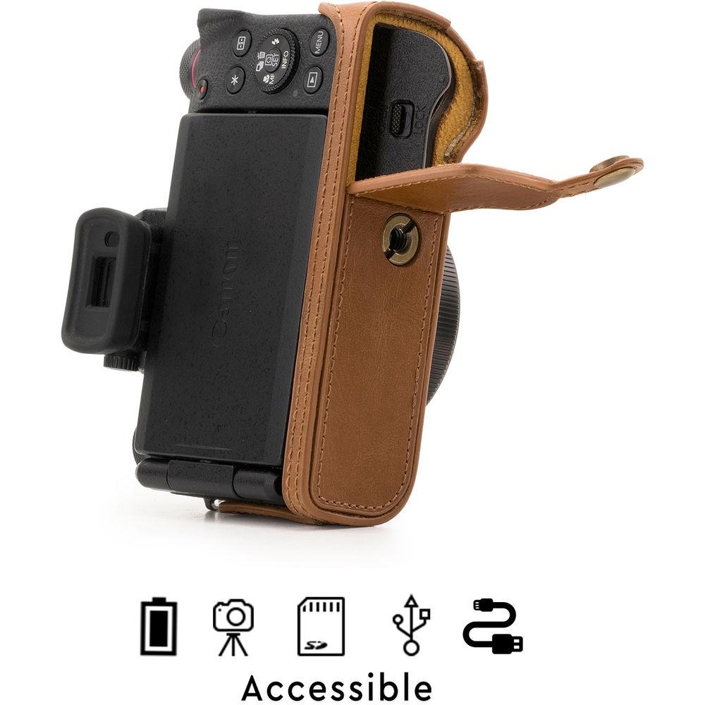 MegaGear Ever Ready Leather Camera Half Case and Strap for Canon PowerShot G1X Mark III