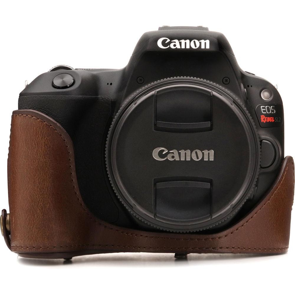 MegaGear Ever Ready PU Leather Case with Strap for Canon EOS Rebel SL2, EOS 200D & Kiss X9 with 18-55mm