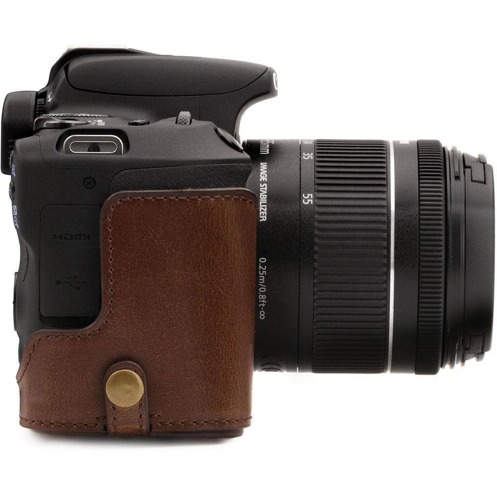 MegaGear Ever Ready PU Leather Case with Strap for Canon EOS Rebel SL2, EOS 200D & Kiss X9 with 18-55mm