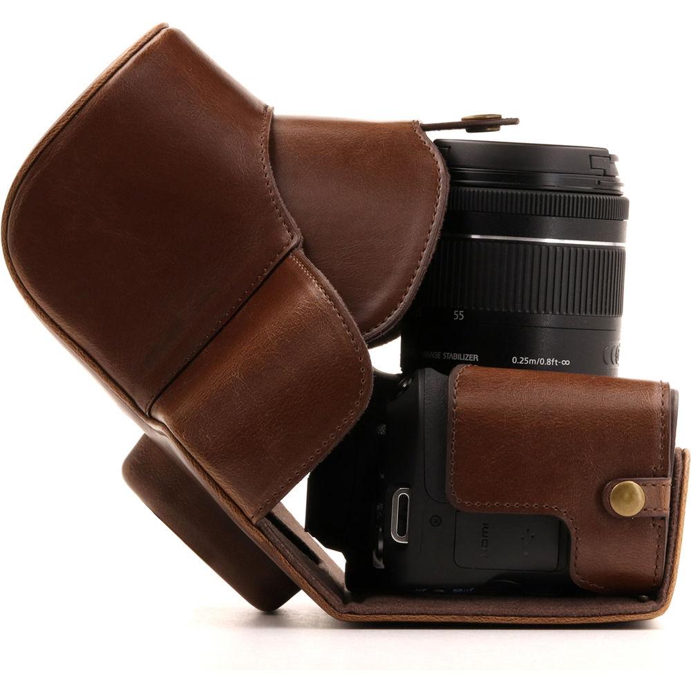MegaGear Ever Ready PU Leather Case with Strap for Canon EOS Rebel SL2, EOS 200D & Kiss X9 with 18-55mm