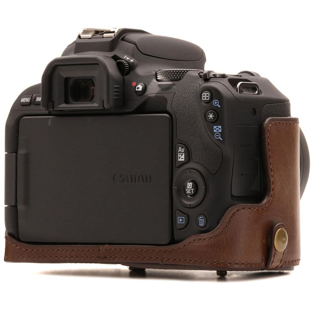 MegaGear Ever Ready PU Leather Case with Strap for Canon EOS Rebel SL2, EOS 200D & Kiss X9 with 18-55mm