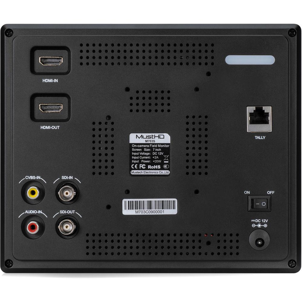 MustHD Hyper-Brite 1920 x 1200 7" 3G-SDI HDMI Field Monitor