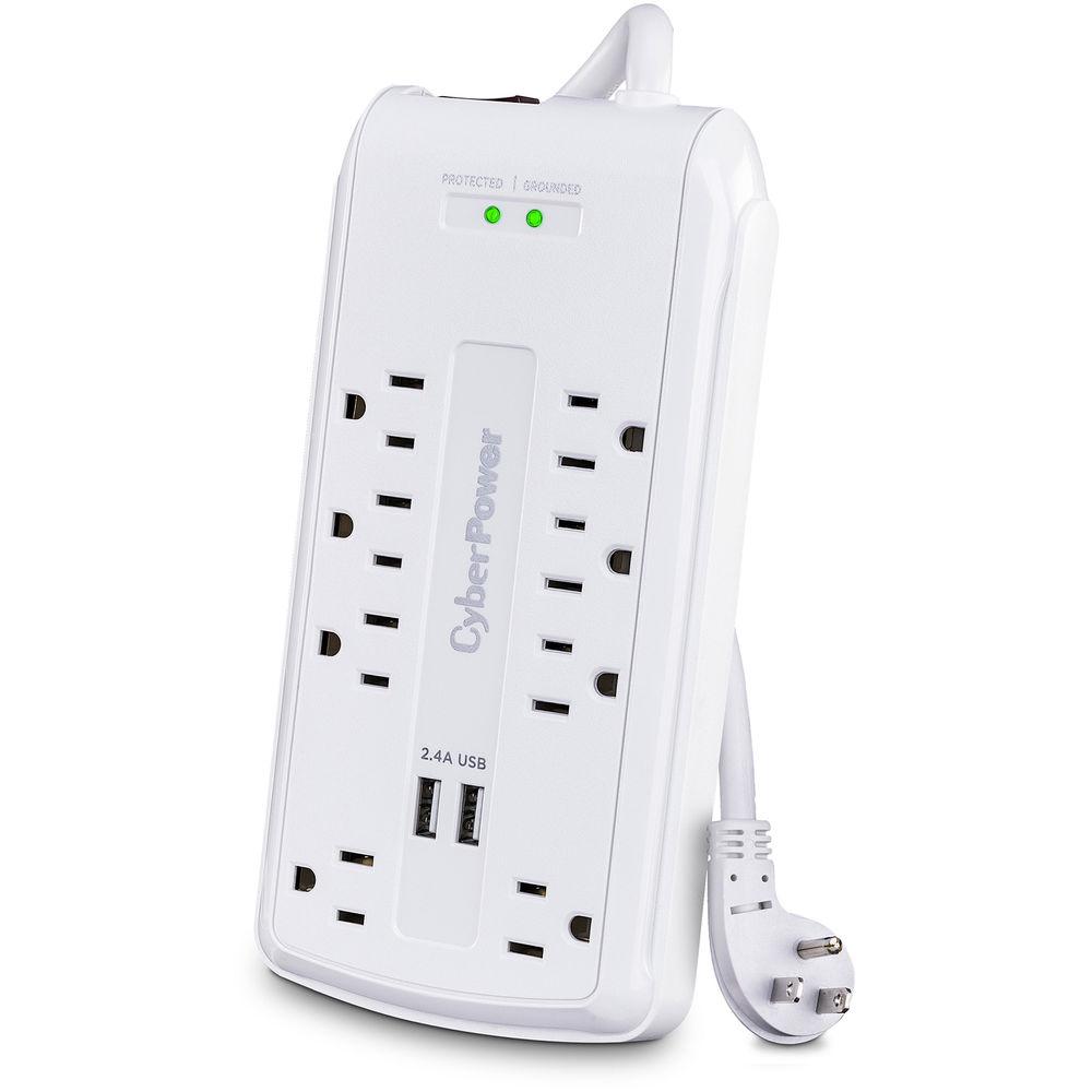 CyberPower 3000 J Surge Protector with 8-Outlet, 2-USB 2.4A Ports, EMI RFI Filtering, 6