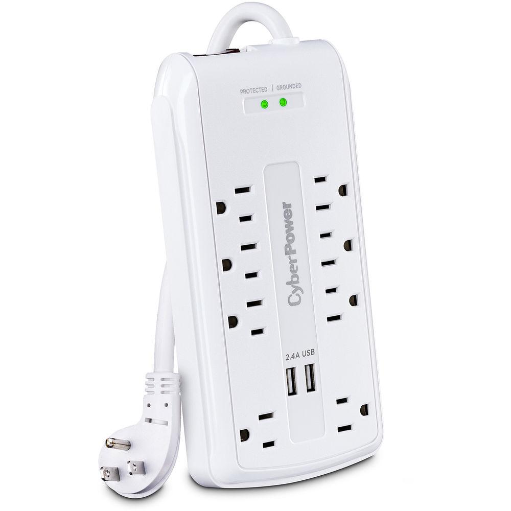 CyberPower 3000 J Surge Protector with 8-Outlet, 2-USB 2.4A Ports, EMI RFI Filtering, 6