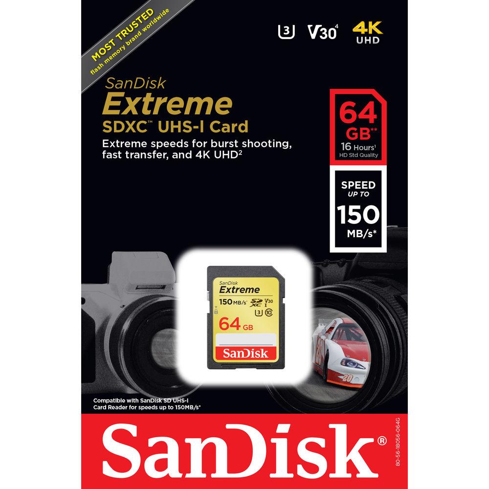 SanDisk 64GB Extreme UHS-I SDXC Memory Card