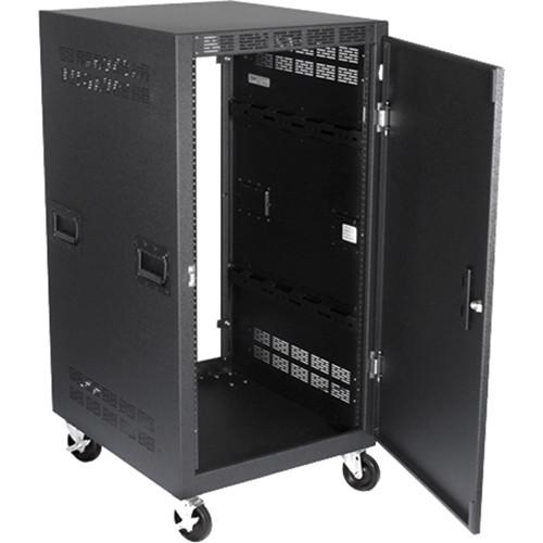 Atlas Sound 25" Deep, 21-Rack Unit Mobile Equipment Rack Includes Casters, Side Handles, Solid Doors