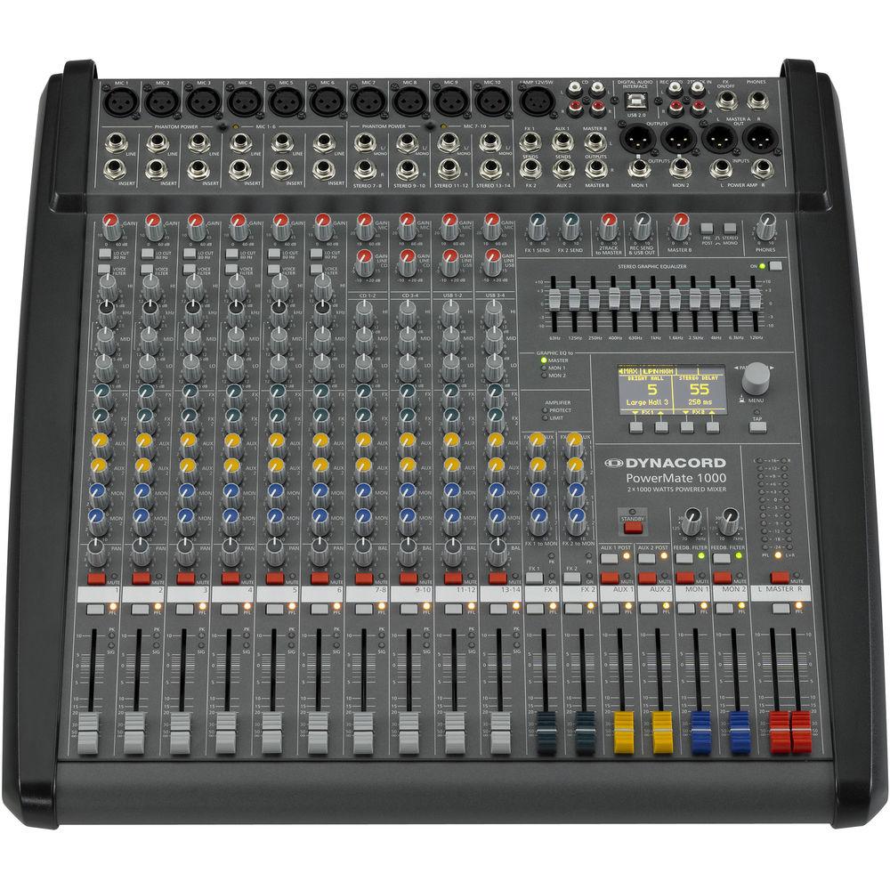 Dynacord Power Mixer,6 Mic Line 4 Mic Ster,Line Chs,6Aux,2-24Bit Ster.EFX,USB Audio Interface,2x1000W Amp Lid