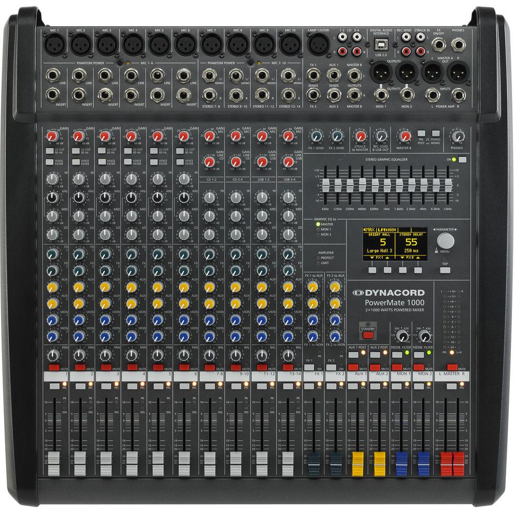 Dynacord Power Mixer,6 Mic Line 4 Mic Ster,Line Chs,6Aux,2-24Bit Ster.EFX,USB Audio Interface,2x1000W Amp Lid