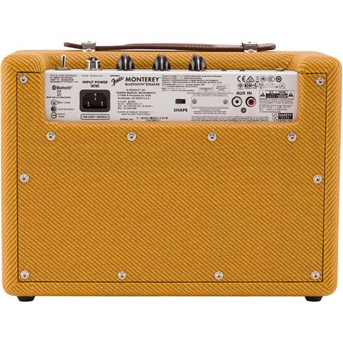 Fender Monterey Tweed 120W Amped Bluetooth Speaker with 2-Woofers,2-Tweeters RCA-RIAA 3.5mm Stereo Inputs