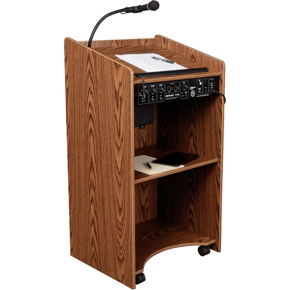 Oklahoma Sound The Aristocrat Sound Lectern with Rechargeable Battery & Wireless Tie Clip Lavalier Mic