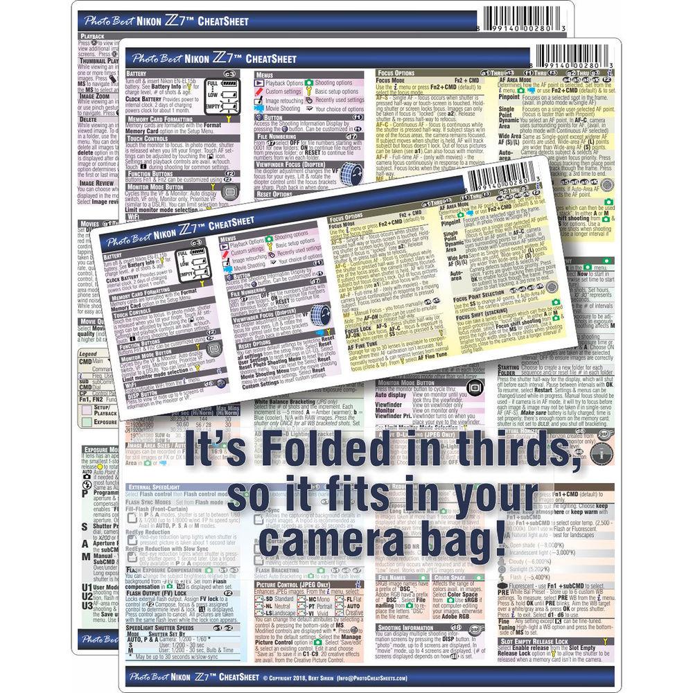PhotoBert CheatSheet for Nikon Z 7 Digital Mirrorless Camera