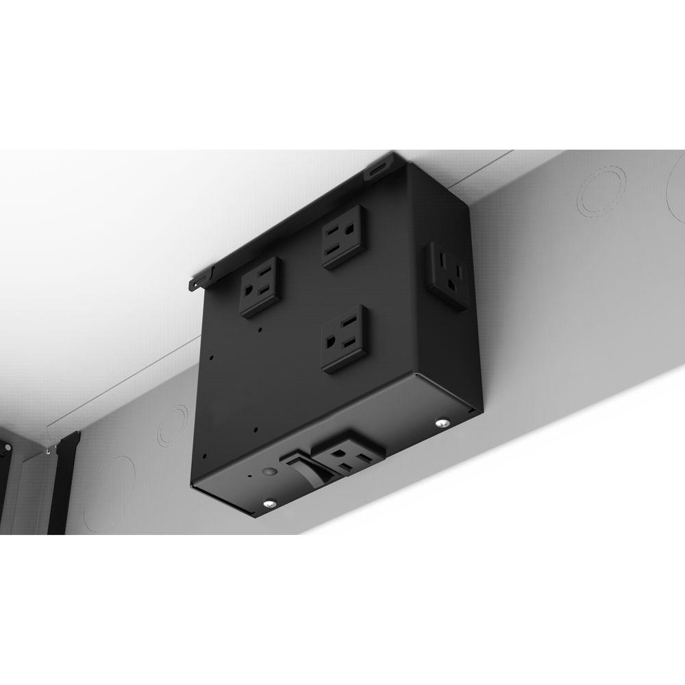 Atlas Sound 1x2 CeilingMount Rack 2R, 1 2Wide Ambitilt Shelf Integrated Switched PWRPK with Projector Pole Mount