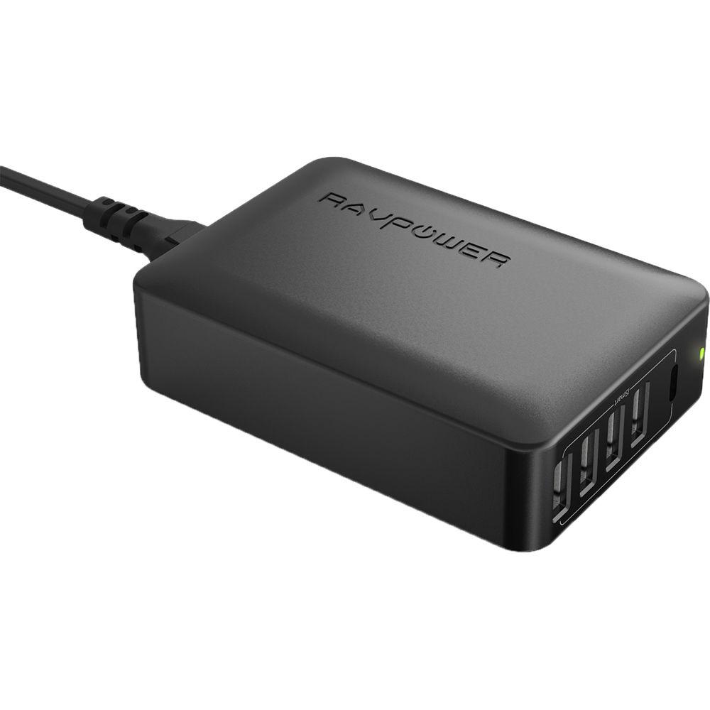 RAVPower 60W 5-Port USB Type-A Wall Charger with USB Type-C PD