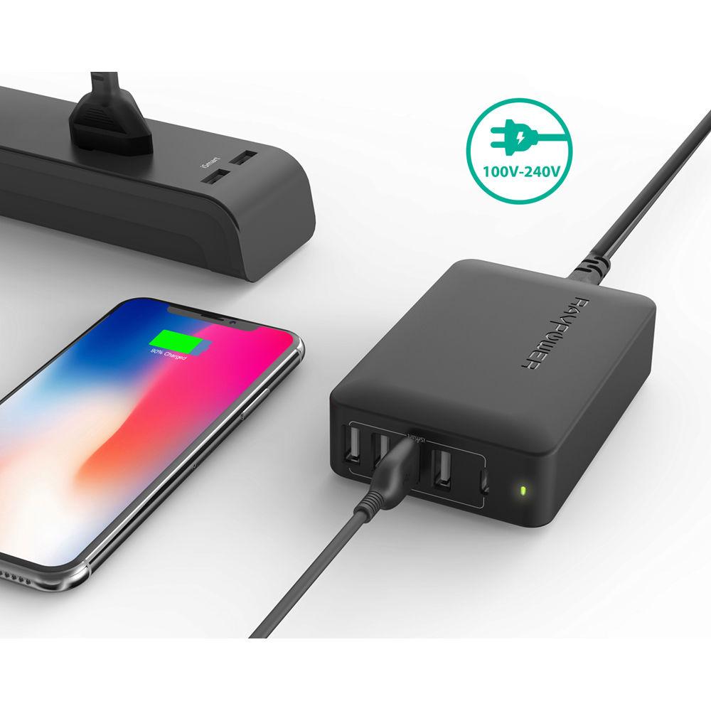 RAVPower 60W 5-Port USB Type-A Wall Charger with USB Type-C PD