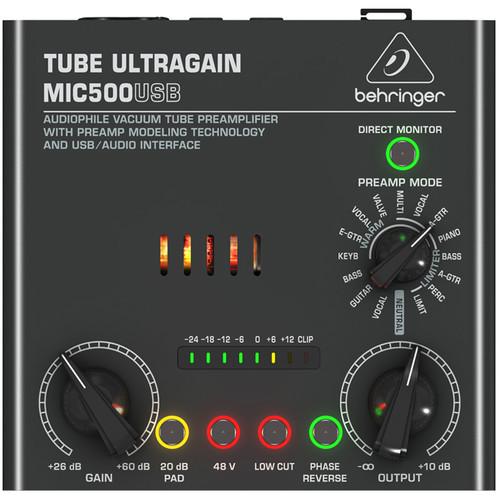 Behringer TUBE ULTRAGAIN MIC500USB Vacuum Tube Preamplifier