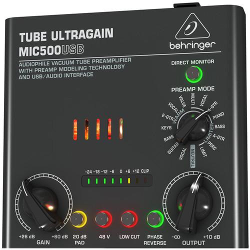Behringer TUBE ULTRAGAIN MIC500USB Vacuum Tube Preamplifier