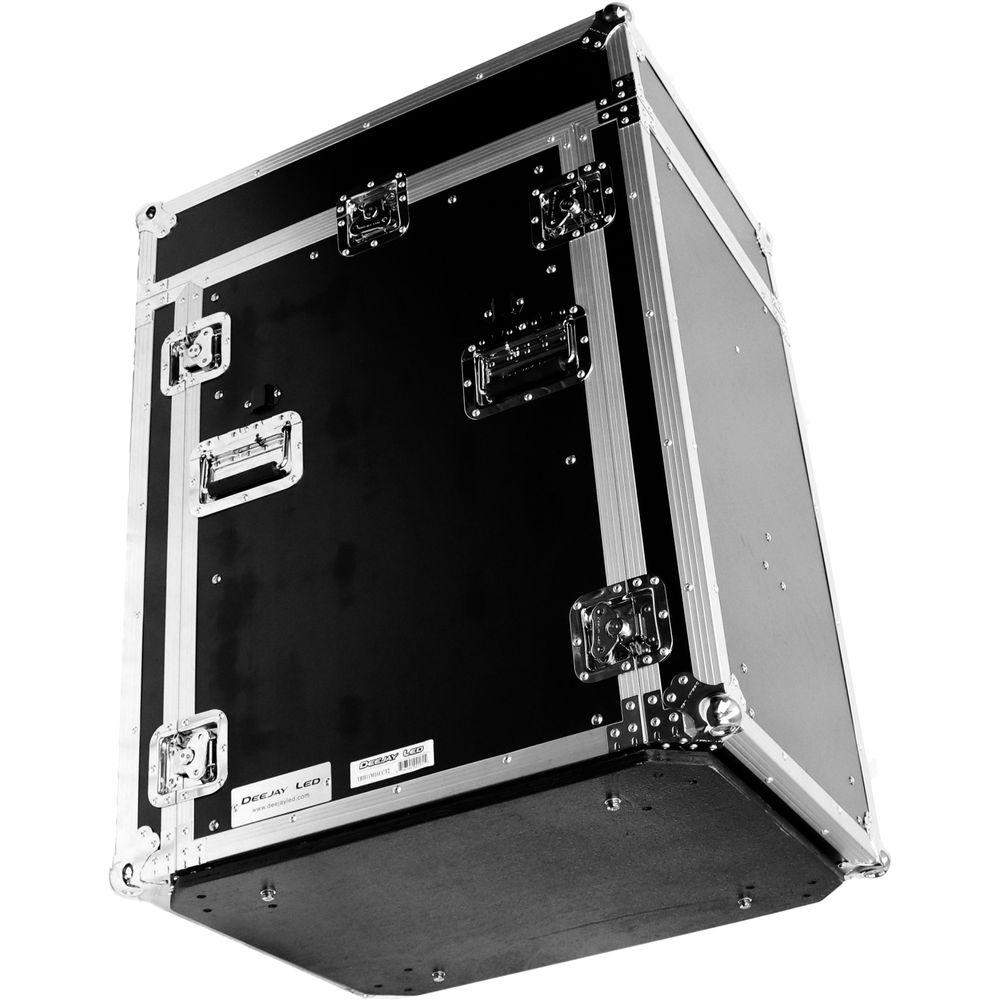 DeeJay LED 11 RU Slant Mixer Rack 16 RU Vertical Rack System Combo Case with Caster Board and Two Tables