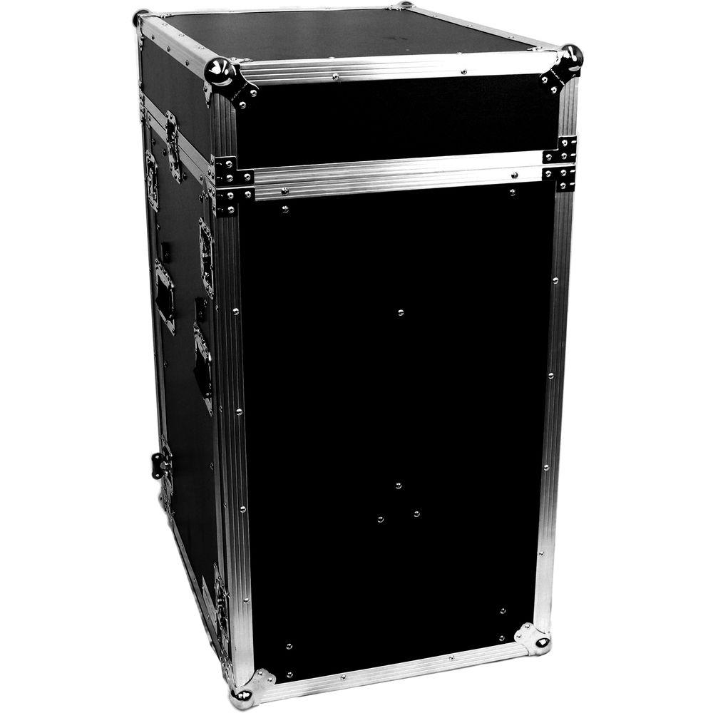 DeeJay LED 11 RU Slant Mixer Rack 16 RU Vertical Rack System Combo Case with Caster Board and Two Tables